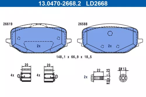 Bremsbelagsatz, Scheibenbremse