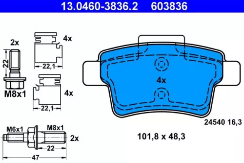 Bremsbelagsatz, Scheibenbremse